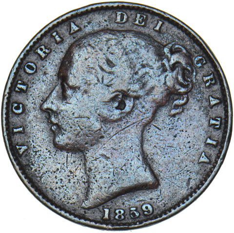 1859 Farthing - Victoria British Copper Coin