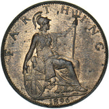1896 Farthing - Victoria British Bronze Coin - Very Nice