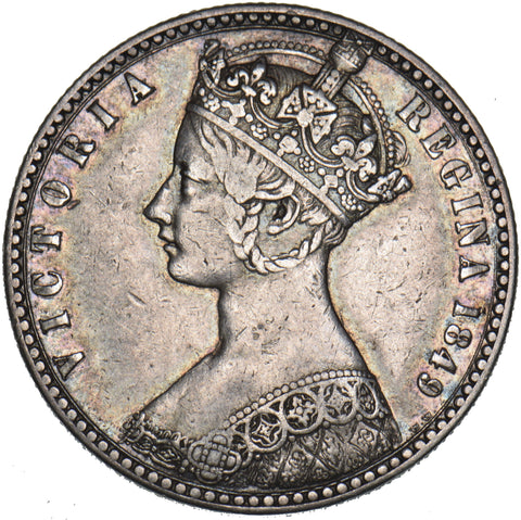 1849 Godless Florin - Victoria British Silver Coin - Nice