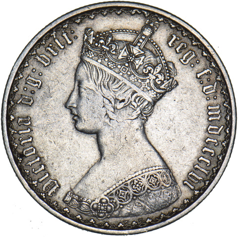 1856 Gothic Florin - Victoria British Silver Coin - Nice