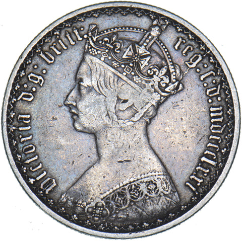 1871 Gothic Florin - Victoria British Silver Coin - Nice