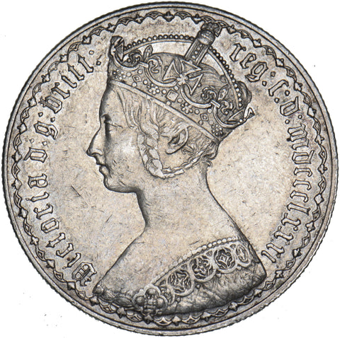 1881 Gothic Florin (xxri Flaw) - Victoria British Silver Coin - Very Nice