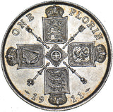 1911 Florin - George V British Silver Coin - Very Nice