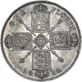 1916 Florin - George V British Silver Coin - Very Nice