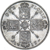 1917 Florin - George V British Silver Coin - Nice