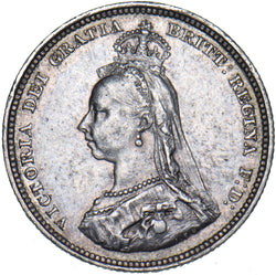 1887 Shilling - Victoria British Silver Coin - Very Nice