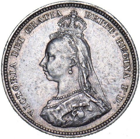 1887 Shilling - Victoria British Silver Coin - Very Nice