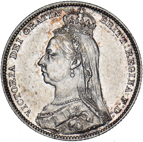 1889 Shilling - Victoria British Silver Coin - Very Nice