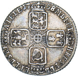 1758 Sixpence - George II British Silver Coin - Nice