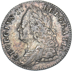 1758 Sixpence - George II British Silver Coin - Nice