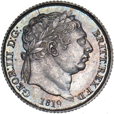 1819 Sixpence - George III British Silver Coin - Superb