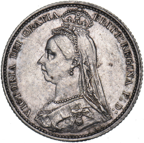 1887 Sixpence - Victoria British Silver Coin - Very Nice