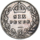 1902 Sixpence - Edward VII British Silver Coin - Nice