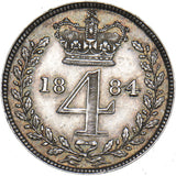 1884 Maundy Fourpence - Victoria British Silver Coin - Very Nice