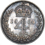 1905 Maundy Fourpence - Edward VII British Silver Coin - Very Nice