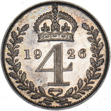 1926 Maundy Fourpence - George V British Silver Coin - Superb