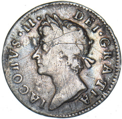 1687 Threepence (7 Over 6) - James II British Silver Coin