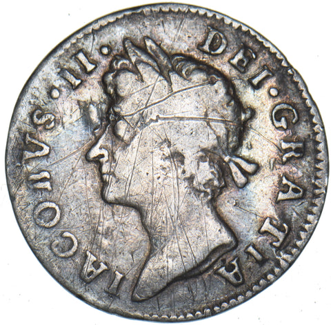 1687 Threepence (7 Over 6) - James II British Silver Coin