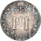 1687 Threepence (7 Over 6) - James II British Silver Coin
