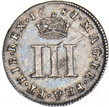 1687 Threepence (7 Over 6) - James II British Silver Coin - Very Nice