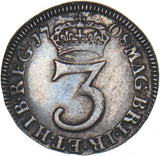 1708 Threepence - Anne British Silver Coin - Very Nice