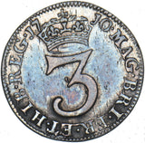 1710 Threepence - Anne British Silver Coin - Nice