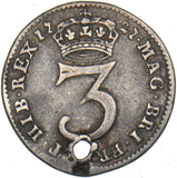 1727 Threepence (Holed) - George I British Silver Coin