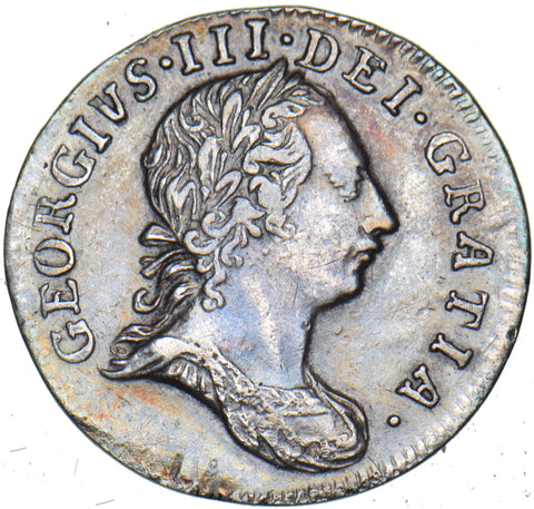 1762 Threepence - George III British Silver Coin - Nice