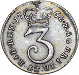 1762 Threepence - George III British Silver Coin - Nice