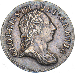 1762 Threepence - George III British Silver Coin - Nice