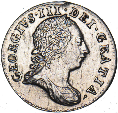 1763 Threepence - George III British Silver Coin - Very Nice