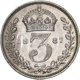1887 Threepence - Victoria British Silver Coin - Very Nice