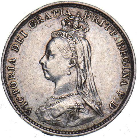 1887 Threepence - Victoria British Silver Coin - Very Nice