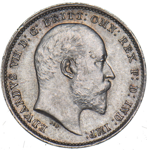 1902 Threepence - Edward VII British Silver Coin - Superb