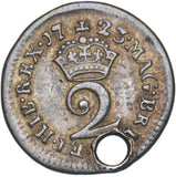 1723 Maundy Twopence (Holed) - George I British Silver Coin