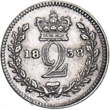 1838 Maundy Twopence - Victoria British Silver Coin - Nice