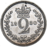 1880 Maundy Twopence - Victoria British Silver Coin - Very Nice