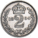 1894 Maundy Twopence - Victoria British Silver Coin - Nice