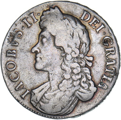 1688 Crown - James II British Silver Coin - Nice