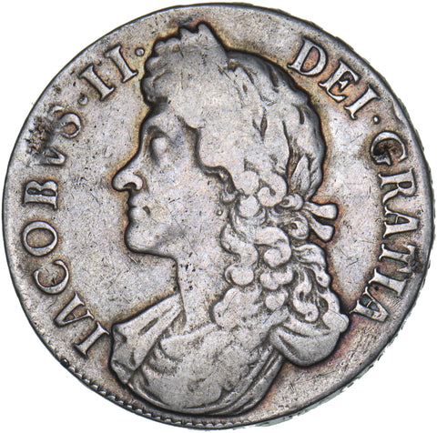 1688 Crown - James II British Silver Coin - Nice