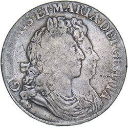 1692 Crown - William & Mary British Silver Coin