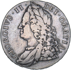 1750 Crown - George II British Silver Coin - Nice