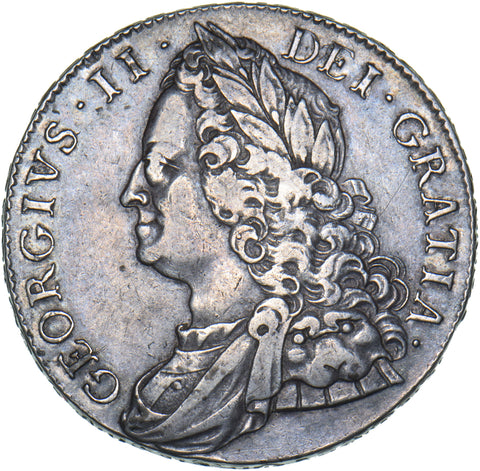 1750 Crown - George II British Silver Coin - Nice