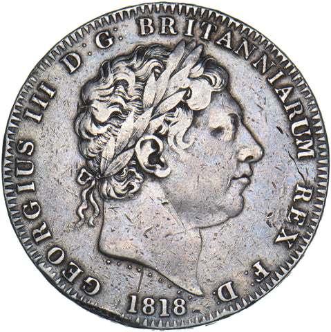 1818 LVIII Crown - George III British Silver Coin - Nice