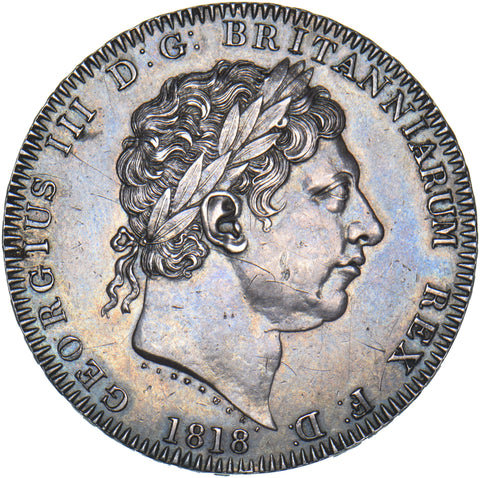 1818 LVIII Crown - George III British Silver Coin - Very Nice