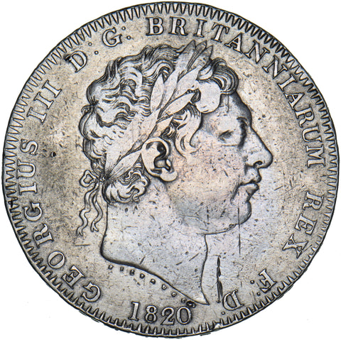 1820 Crown (2 Over 1) - George III British Silver Coin