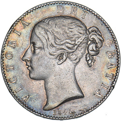 1845 Crown - Victoria British Silver Coin - Nice
