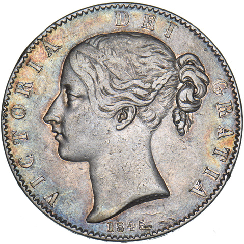 1845 Crown - Victoria British Silver Coin - Nice
