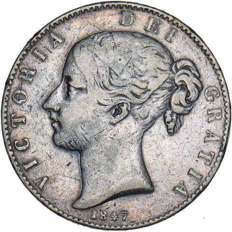 1847 Crown - Victoria British Silver Coin