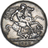 1897 LXI Crown - Victoria British Silver Coin - Nice